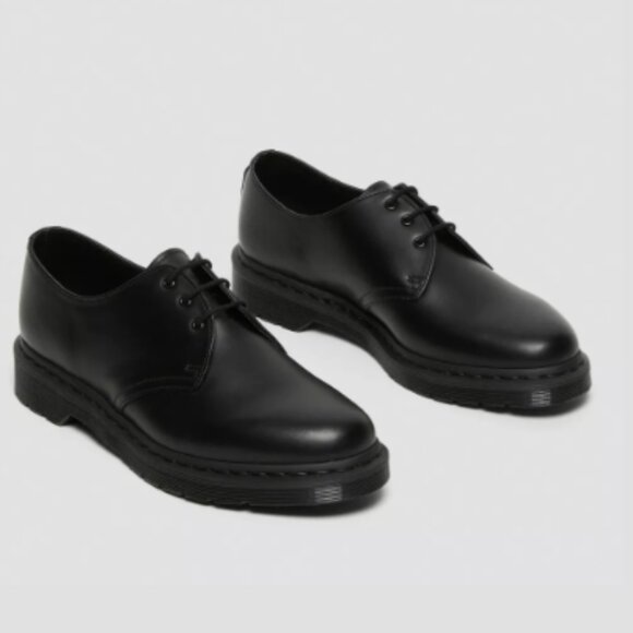 Dr Martens 14345 Sort Sko Black Leather Oxford Lace Loafer Shoes Grunge NWOT - Picture 3 of 7